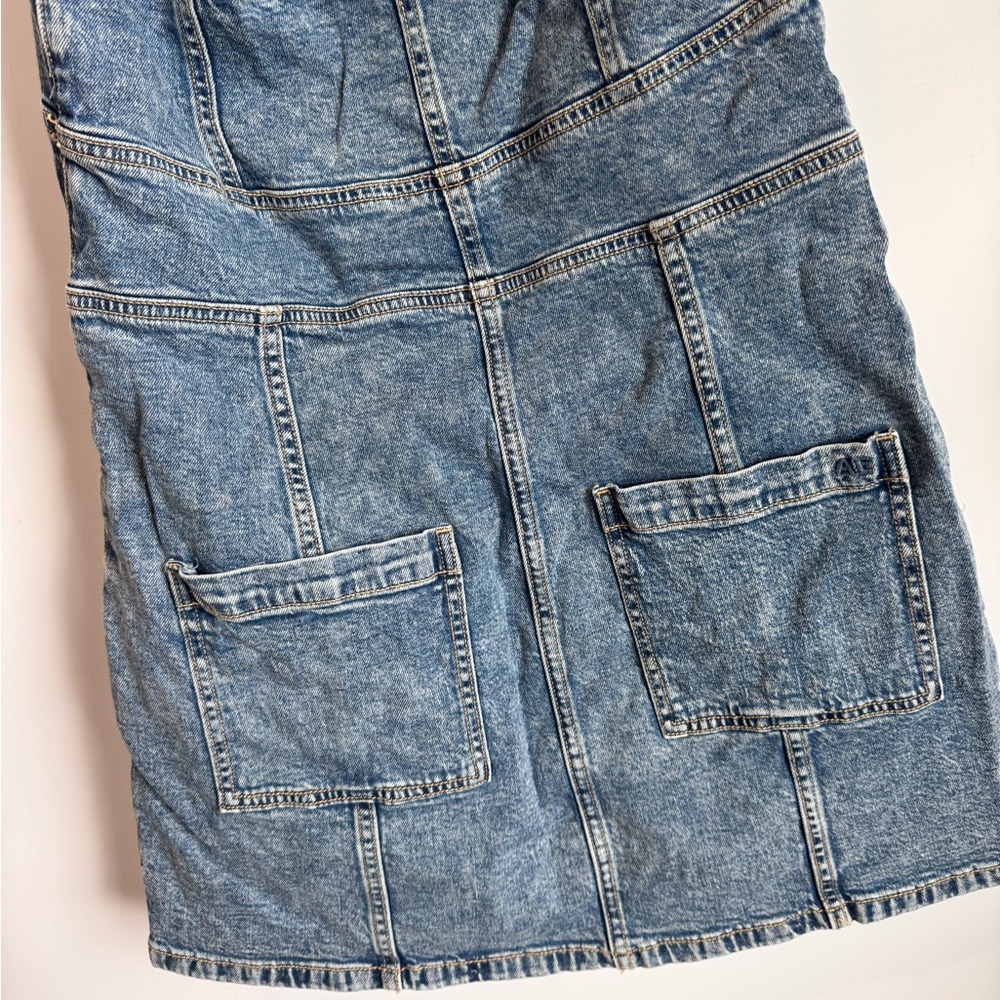 AE Denim Halter Zip Front Mini Dress Size 12 - Picture 5 of 7